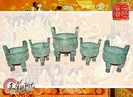 銅鼎，銅五鼎，中國鼎，佛像用鼎